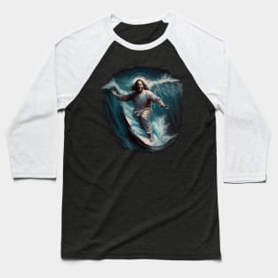 Jesus surfs Baseball T-Shirt